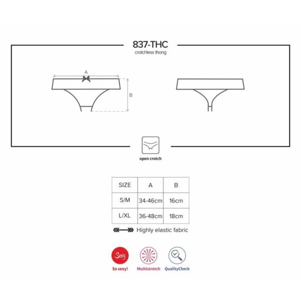 OBSESSIVE 837-THC-1 Tanga Abierto Color Negro - Imagen 6