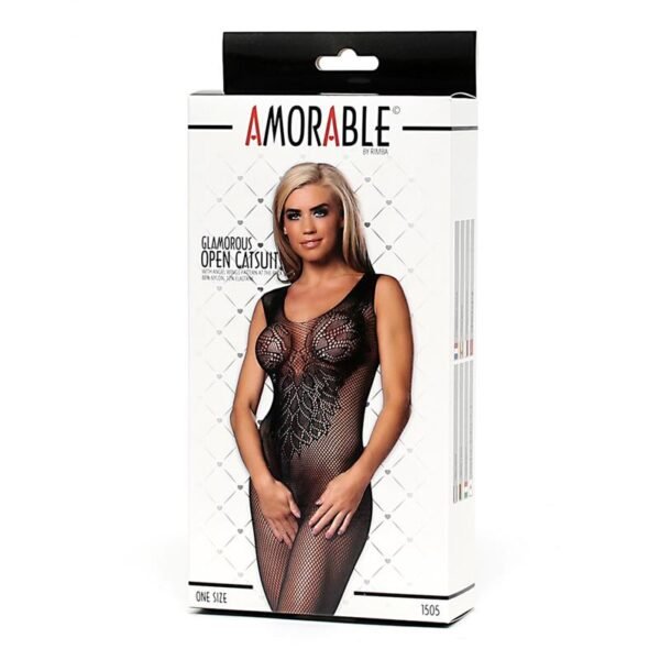 AMORABLE Bodystocking Entrepierna Abierta Talla Unica - Imagen 4
