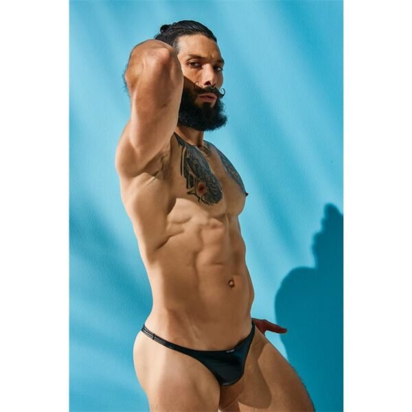 CUT4MEN C4M11 Calzoncillo Estilo Brazilian Leatherette Negro - Imagen 5