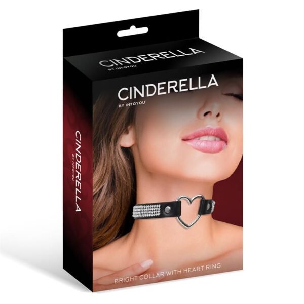 CINDERELLA Collar con Corazón y Pedrería Estilo Choker Cuero Vegano Talla Única - Imagen 2