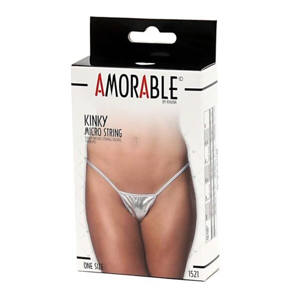 AMORABLE Micro Tanga Plateado Talla Unica - Imagen 3