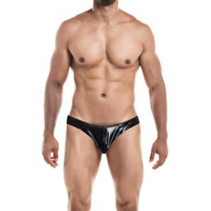 CUT4MEN Slip Bikini de Corte Bajo Provocative Negro Skai