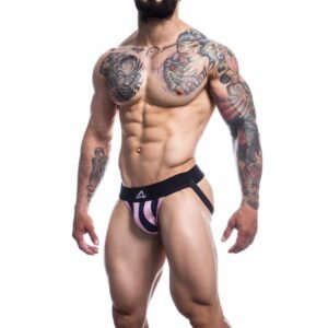 CUT4MEN Stripe-Pink Suspensorio Rosa y Negro