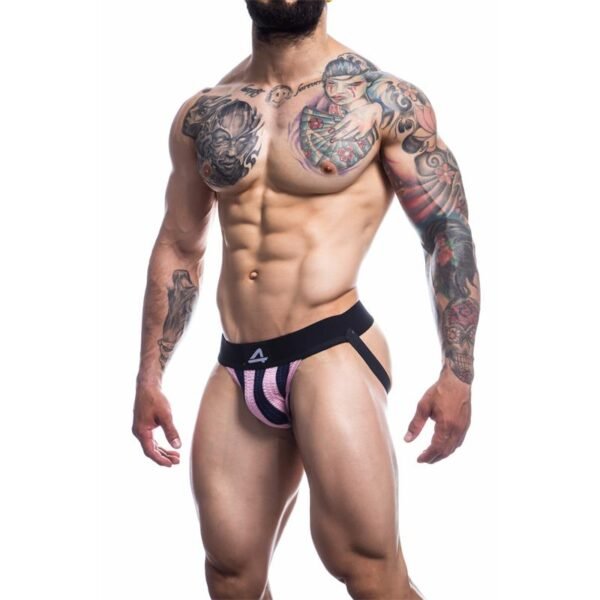 CUT4MEN Stripe-Pink Suspensorio Rosa y Negro